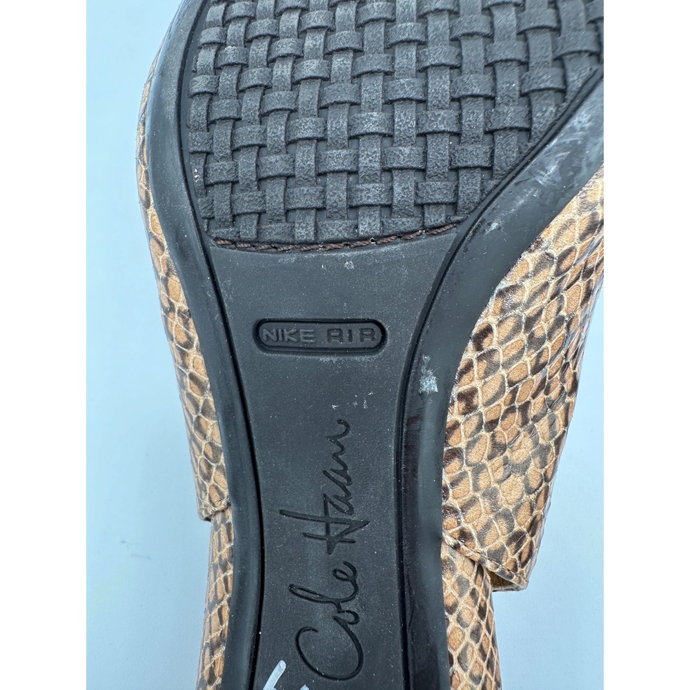 Cole Haan Womens Slingback Heels Snake Print Buckle Peep Toe Size 8.5B - Picture 12 of 15